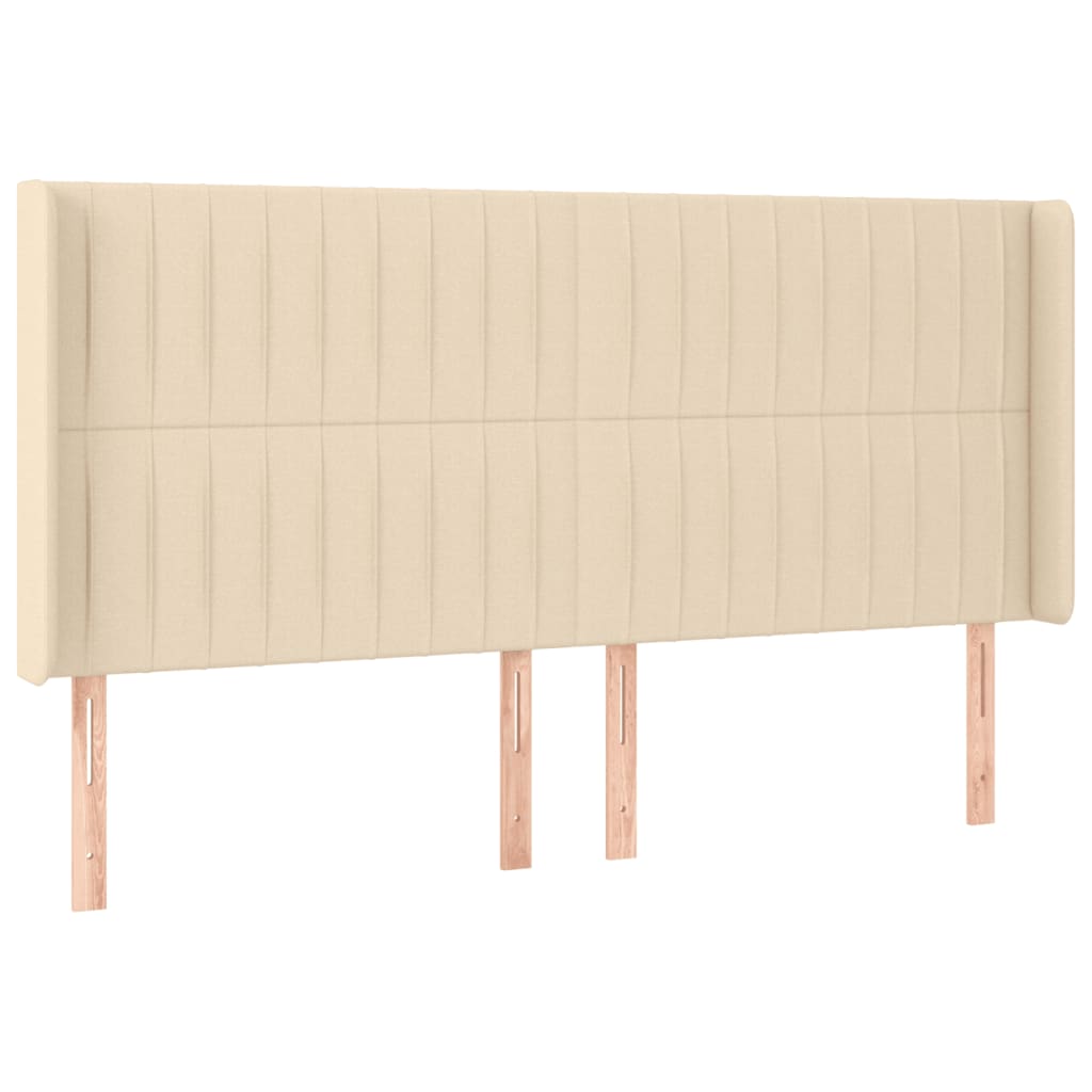 Cabeceira cama c/ luzes LED tecido 183x16x118/128 cm cor creme