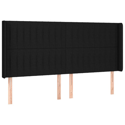 Cabeceira de cama c/ luzes LED tecido 203x16x118/128 cm preto