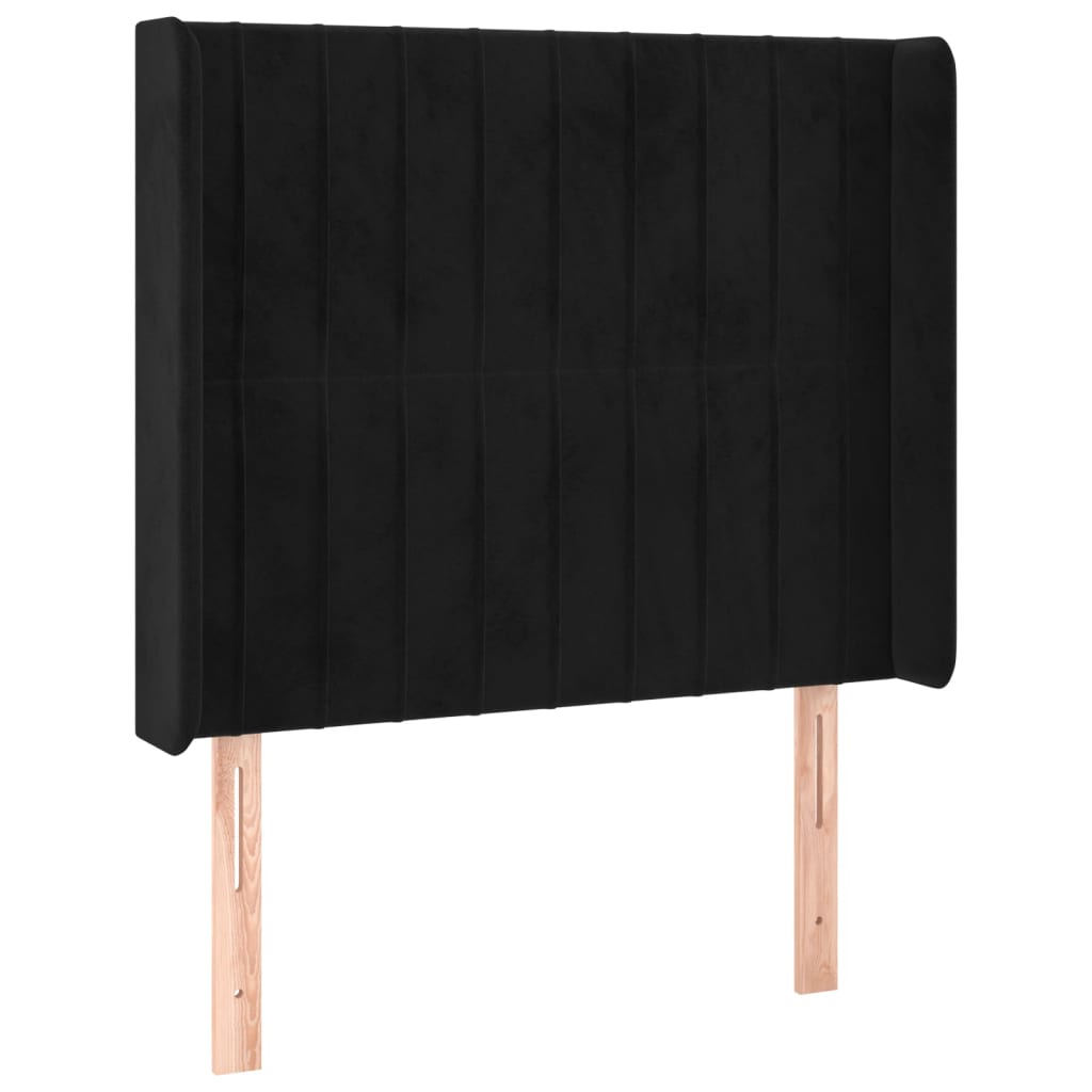 Cabeceira de cama c/ luzes LED veludo 93x16x118/128 cm preto