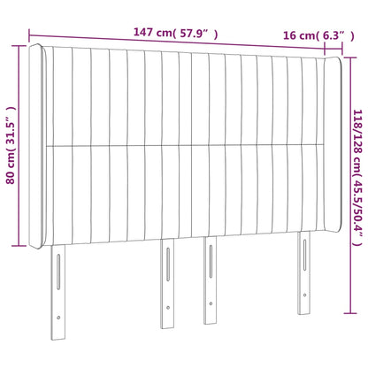 Cabeceira de cama c/ luzes LED veludo 147x16x118/128 cm preto