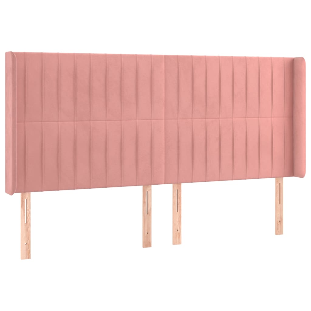 Cabeceira de cama c/ luzes LED veludo 203x16x118/128 cm rosa