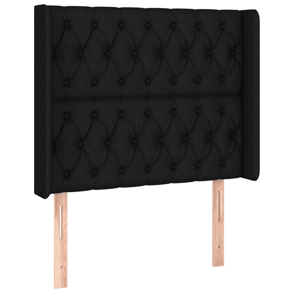 Cabeceira de cama c/ luzes LED tecido 93x16x118/128 cm preto