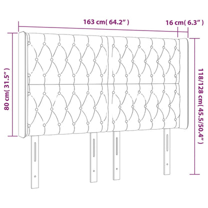 Cabeceira de cama c/ LED tecido 163x16x118/128 cm cinza-escuro