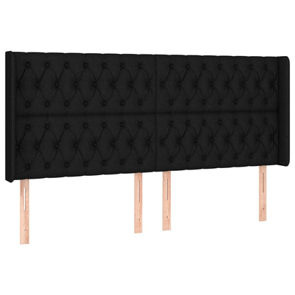 Cabeceira de cama c/ luzes LED tecido 183x16x118/128 cm preto