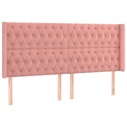 Cabeceira de cama c/ luzes LED veludo 183x16x118/128 cm rosa