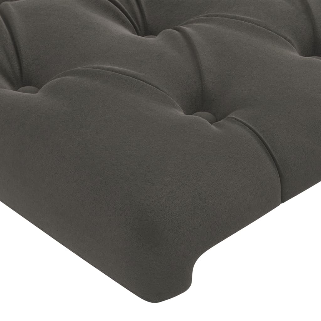 Cabeceira de cama c/ LED veludo 203x16x118/128 cm cinza-escuro