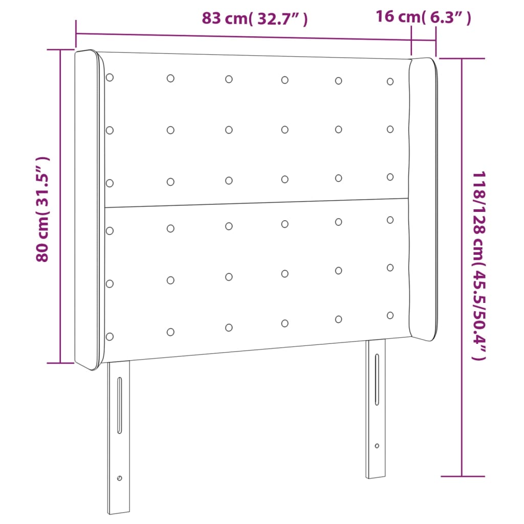 Cabeceira de cama c/ luzes LED tecido 83x16x118/128 cm preto