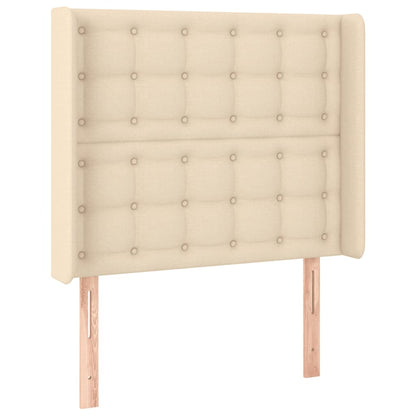 Cabeceira de cama c/ luzes LED tecido 93x16x118/128cm cor creme