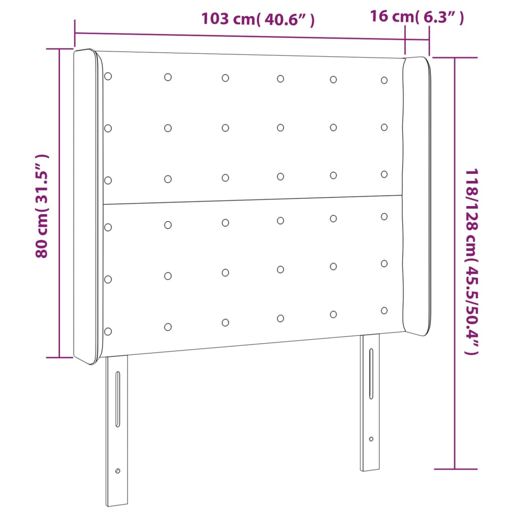 Cabeceira de cama c/ luzes LED tecido 103x16x118/128 cm preto