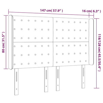 Cabeceira cama c/ luzes LED tecido 147x16x118/128 cm cor creme