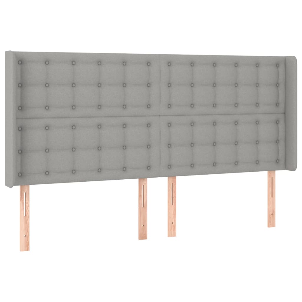 Cabeceira cama c/ luzes LED tecido 163x16x118/128cm cinza-claro