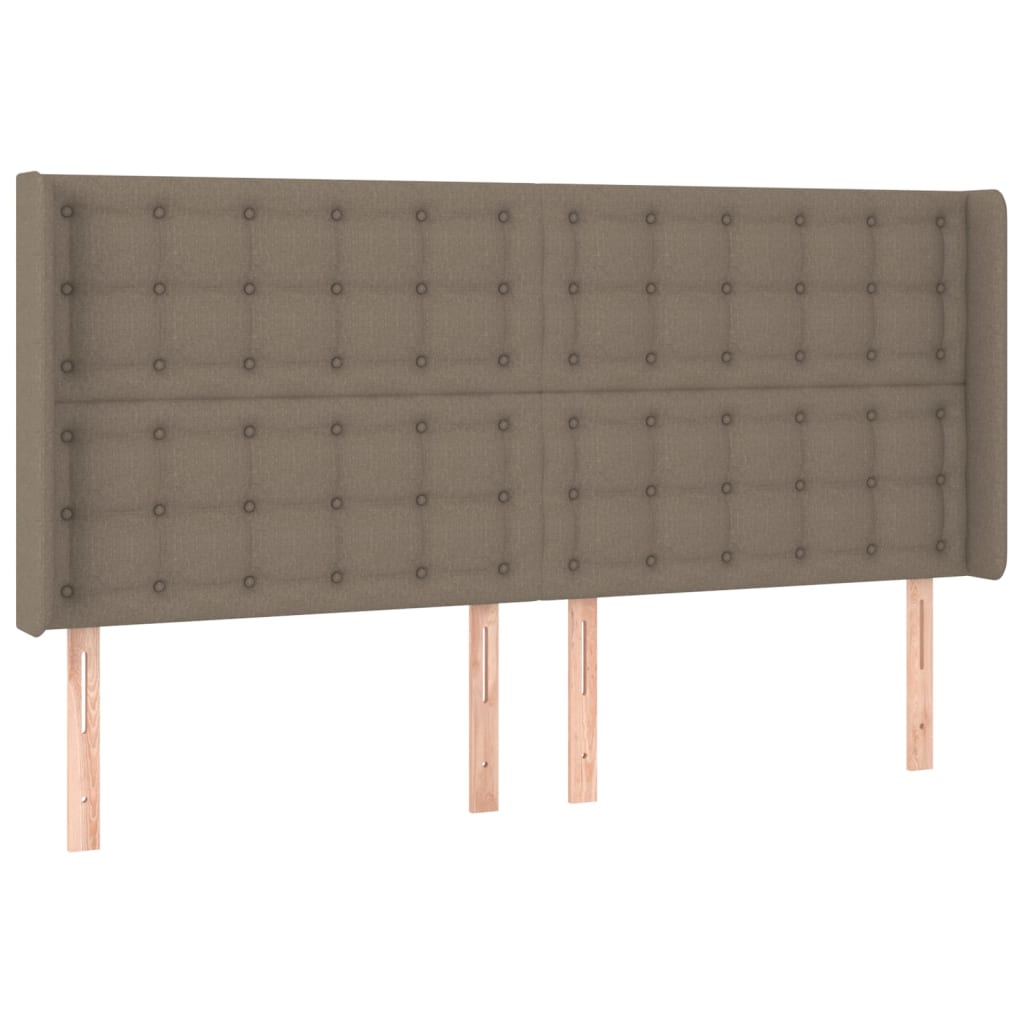 Cabeceira cama c/ LED tecido 163x16x118/128cm cinza-acastanhado