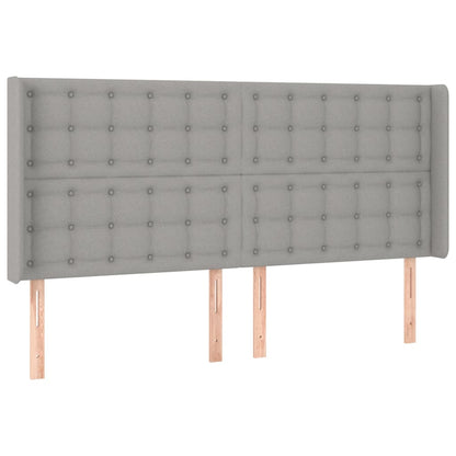 Cabeceira cama c/ luzes LED tecido 183x16x118/128cm cinza-claro