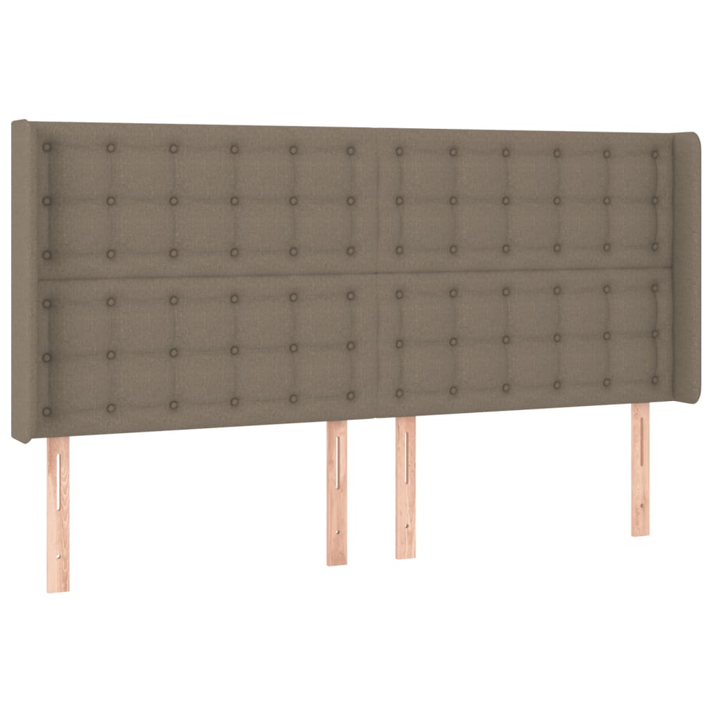 Cabeceira cama c/ LED tecido 203x16x118/128cm cinza-acastanhado