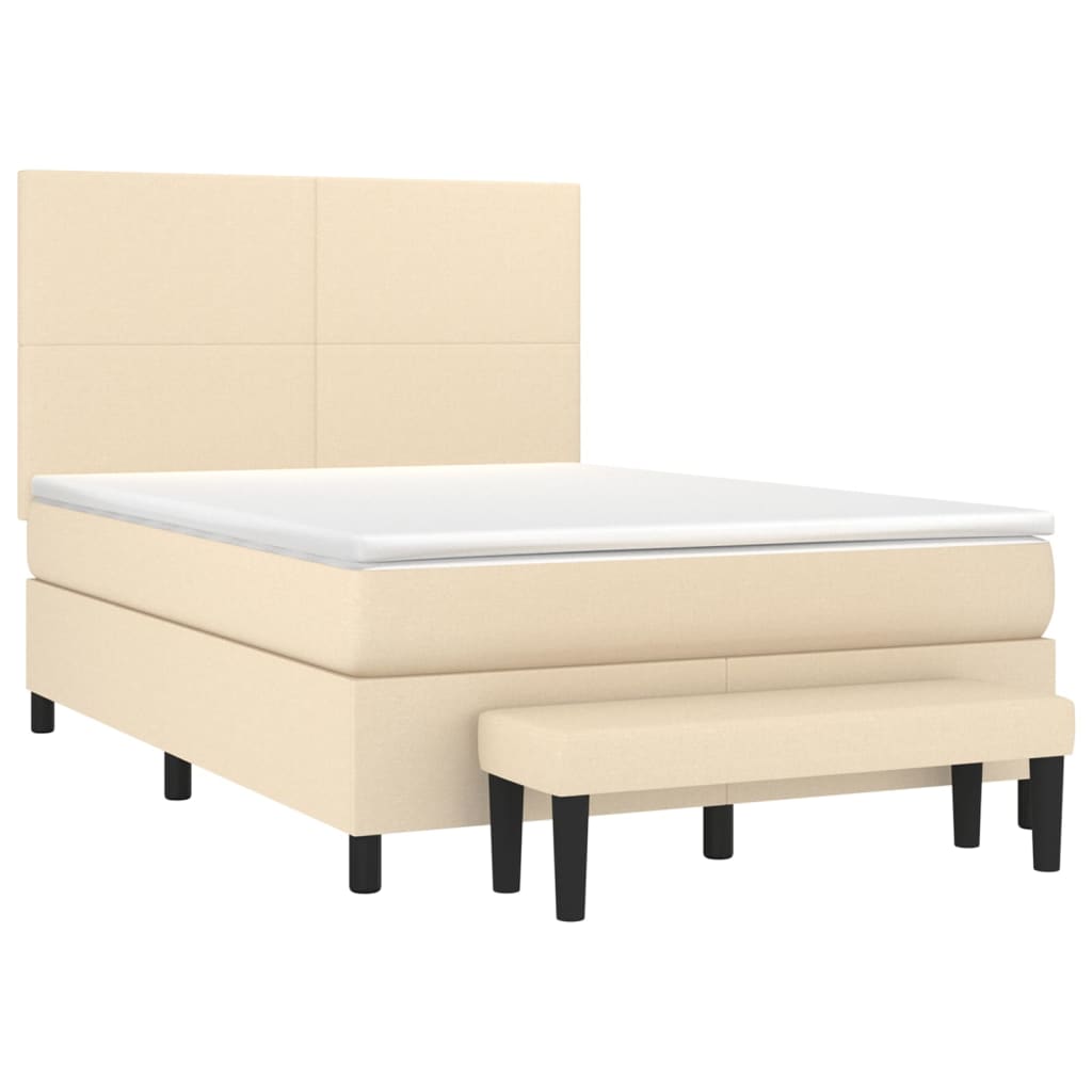 Cama com molas/colchão 140x190 cm tecido cor creme