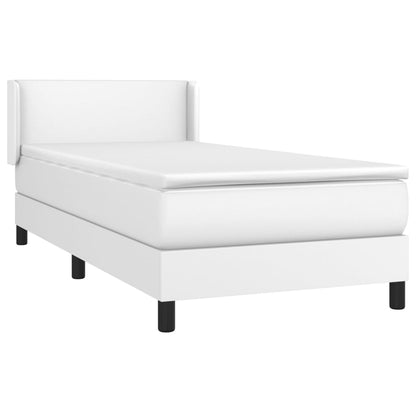 Cama com molas/colchão 90x190 cm couro artificial branco