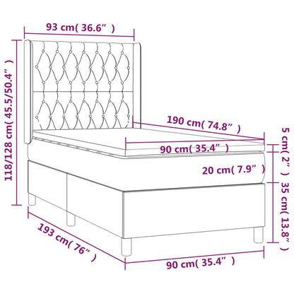 Cama com molas/colchão 90x190 cm tecido cor creme