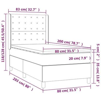 Cama com molas/colchão 80x200 cm couro artificial cinza