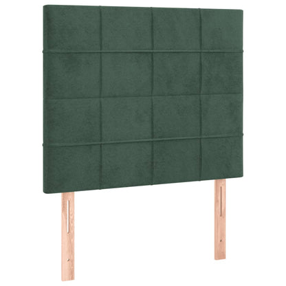 Cama com molas/colchão 90x190 cm veludo verde-escuro