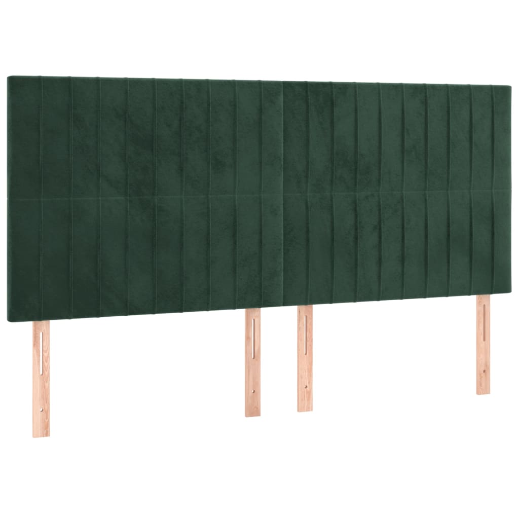 Cama com molas/colchão 200x200 cm veludo verde-escuro