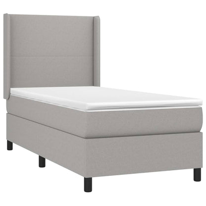 Cama box spring c/ colchão e LED 80x200 cm tecido cinza-claro