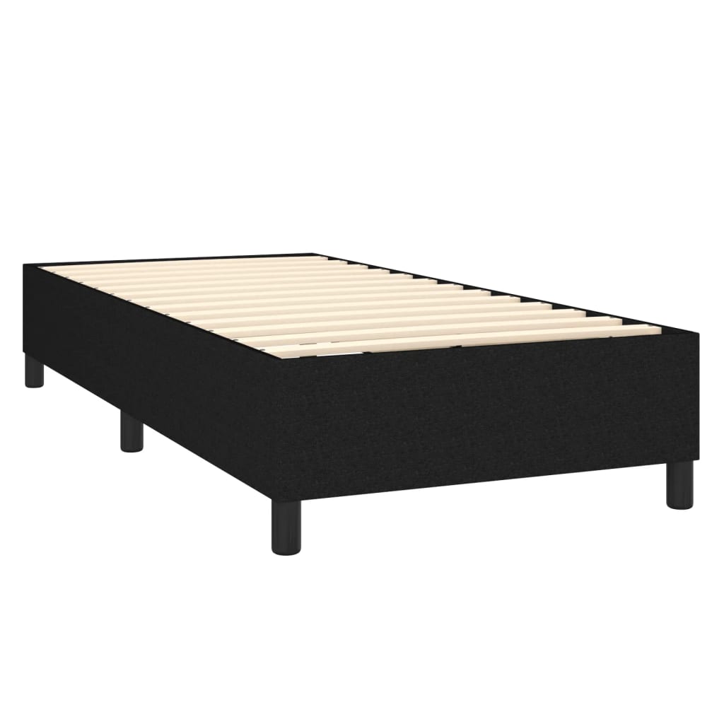 Cama box spring c/ colchão e LED 80x200 cm tecido preto