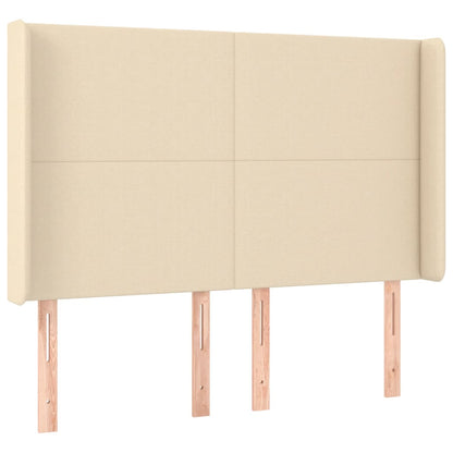 Cama box spring c/ colchão e LED 140x190 cm tecido cor creme