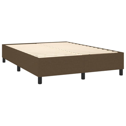 Cama box spring c/ colchão/LED 140x200cm tecido castanho-escuro