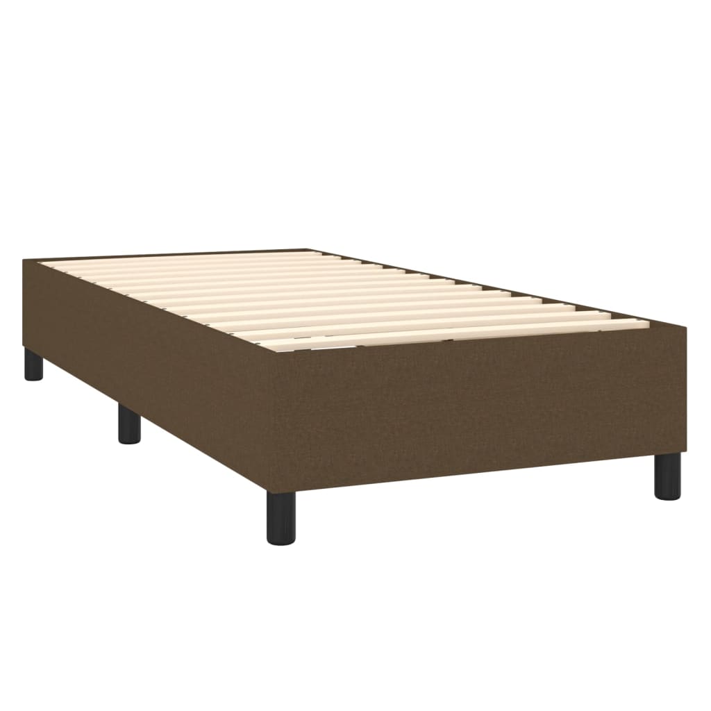 Cama box spring c/ colchão/LED 80x200cm tecido castanho-escuro