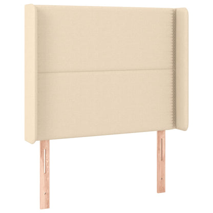 Cama box spring c/ colchão e LED 90x190 cm tecido cor creme