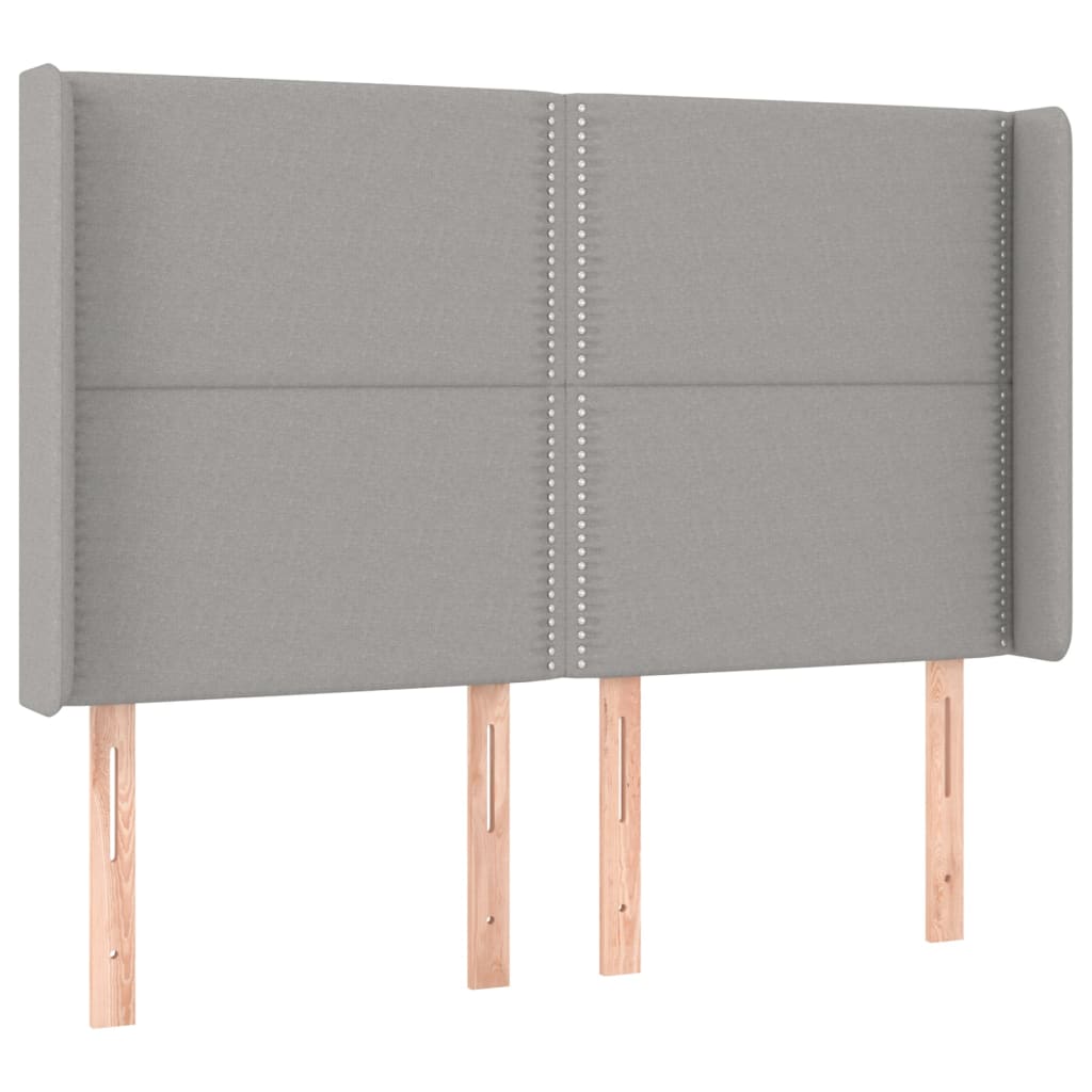 Cama box spring c/ colchão e LED 140x190 cm tecido cinza-claro