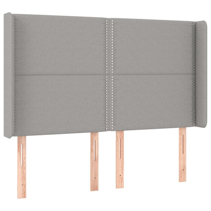 Cama box spring c/ colchão e LED 140x190 cm tecido cinza-claro