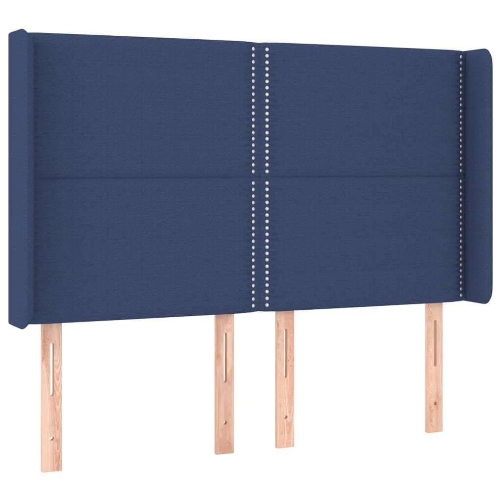 Cama box spring c/ colchão e LED 140x190 cm tecido azul