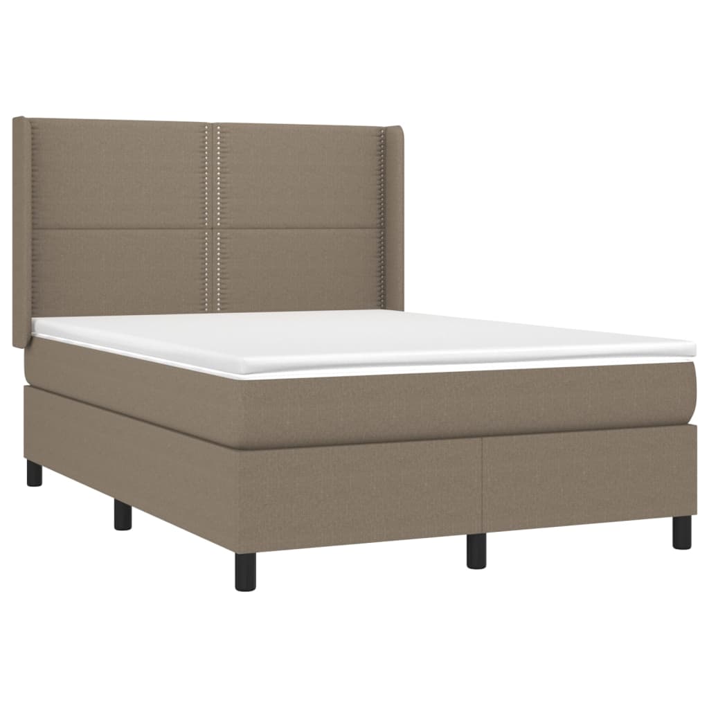 Cama box spring colchão/LED 140x200 cm tecido cinza-acastanhado