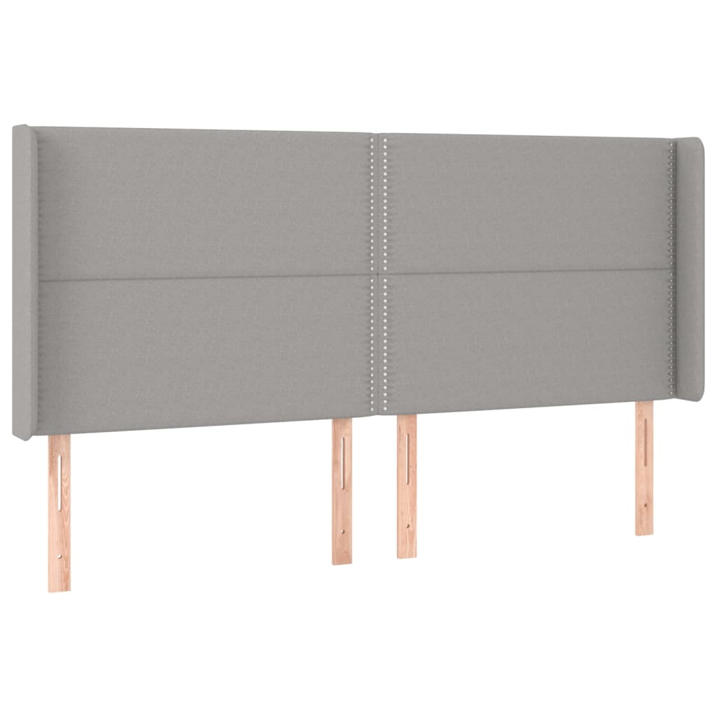 Cama box spring c/ colchão e LED 160x200 cm tecido cinza-claro