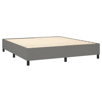 Cama box spring c/ colchão e LED 180x200 cm tecido cinza-escuro