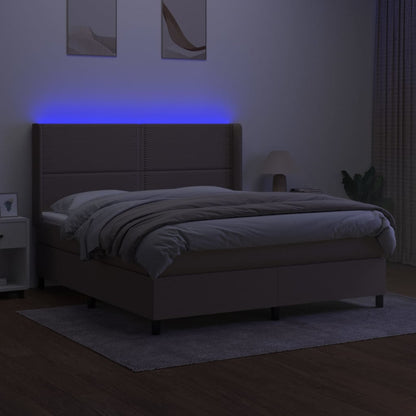 Cama box spring colchão/LED 180x200cm tecido cinza-acastanhado