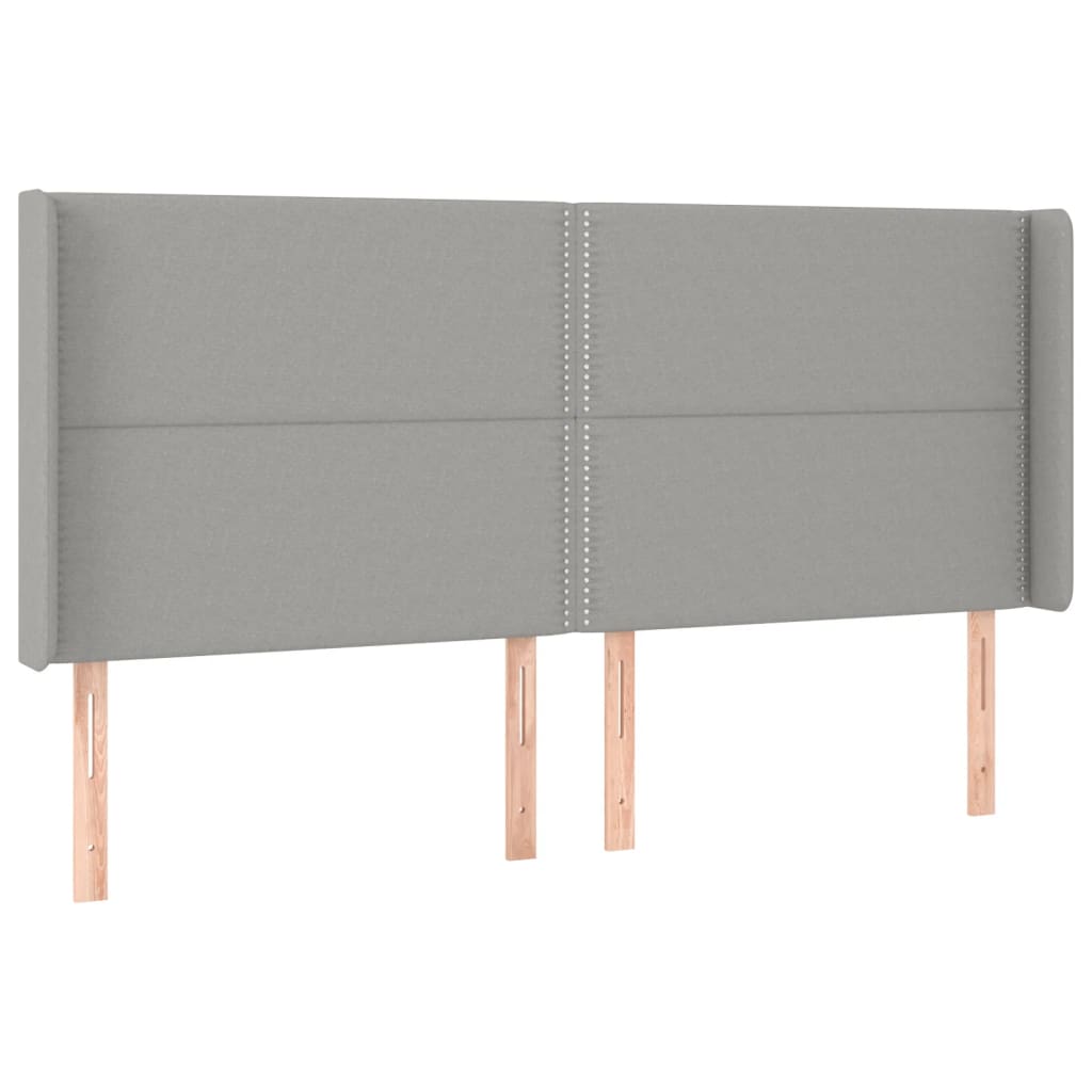 Cama box spring c/ colchão e LED 200x200 cm tecido cinza-claro