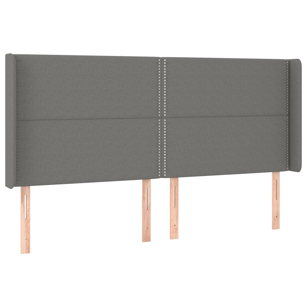 Cama box spring c/ colchão e LED 200x200 cm tecido cinza-escuro