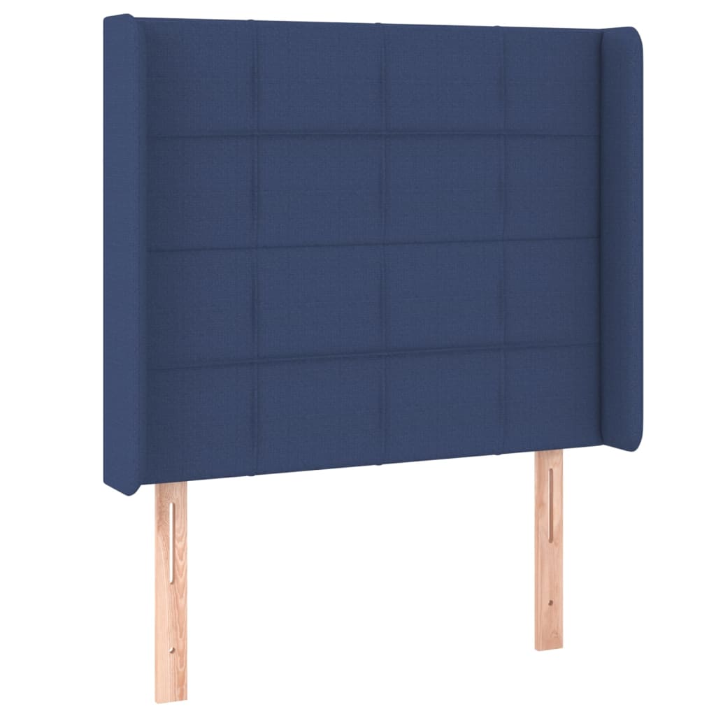 Cama box spring c/ colchão e LED 80x200 cm tecido azul