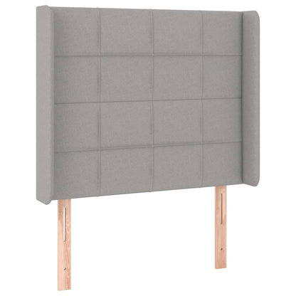 Cama box spring c/ colchão e LED 90x190 cm tecido cinza-claro