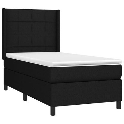 Cama box spring c/ colchão e LED 90x190 cm tecido preto