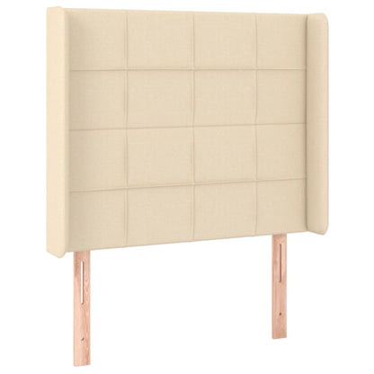 Cama box spring c/ colchão e LED 90x190 cm tecido cor creme