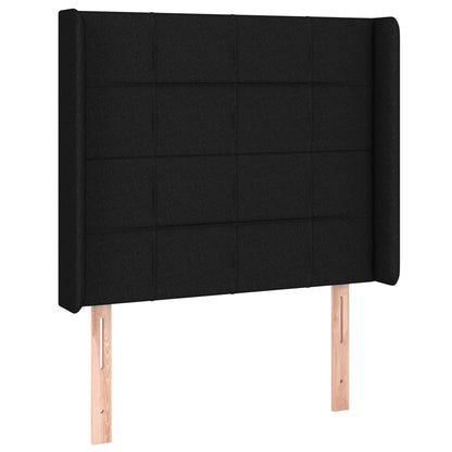 Cama box spring c/ colchão e LED 90x200 cm tecido preto