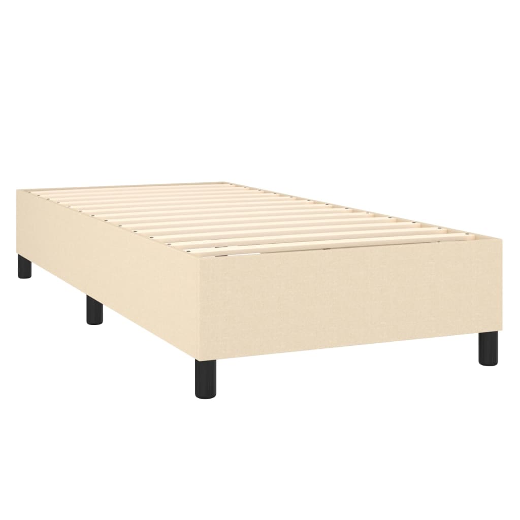 Cama box spring c/ colchão e LED 100x200 cm tecido cor creme