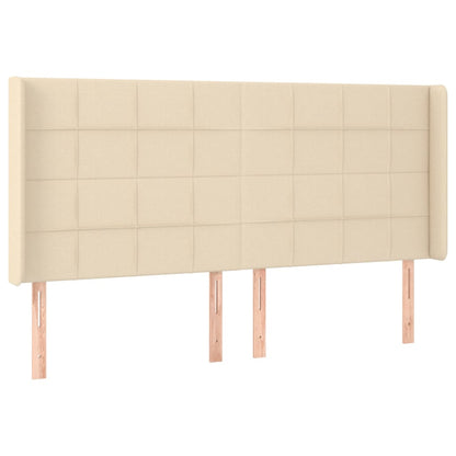 Cama box spring c/ colchão e LED 160x200 cm tecido cor creme