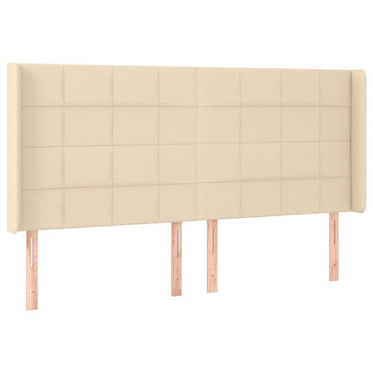 Cama box spring c/ colchão e LED 180x200 cm tecido cor creme