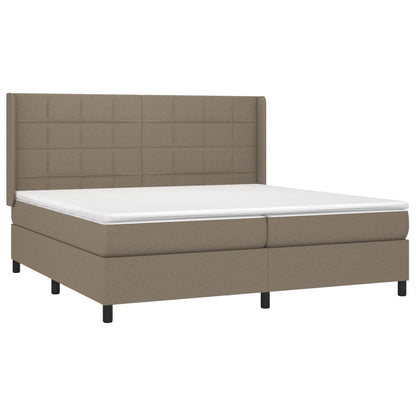 Cama box spring colchão/LED 200x200cm tecido cinza-acastanhado