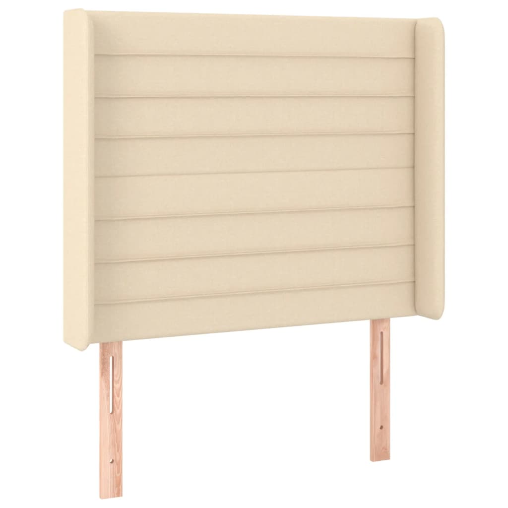 Cama box spring c/ colchão e LED 90x190 cm tecido cor creme