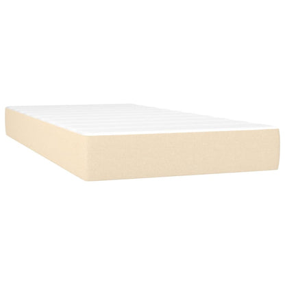 Cama box spring c/ colchão e LED 100x200 cm tecido cor creme